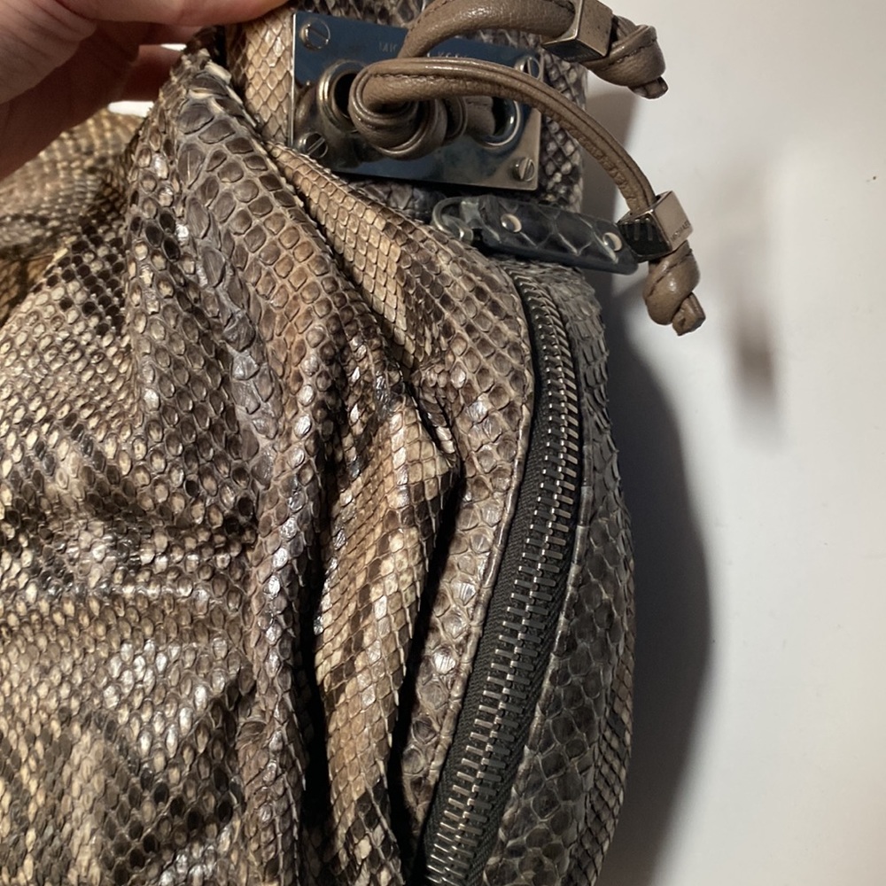 Michael Kors Python Satchel Purse Snakeskin Silve… - image 5
